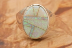 Calvin Begay Fire and Ice Opal Sterling Silver Ring